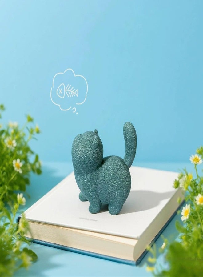 livelyfish Cute Cat Figurine Lucky Cat Statue Sandstone Animal Sculpture Tea Pet Tabletop Ornaments Micro Landscape Fairy Garden Aquarium Decor (A) - Image 2